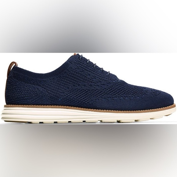 Cole Haan Navy Knit Oxford Shoes - Picture 3 of 7